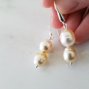 South Sea Golden Pearl Earrings Sterling Silver